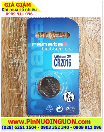 Renata CR2016 _Pin CR2016, Pin 3v lithium Renata CR2016 DL2016 với 90mAh) chính hãng / Loại vỉ 1viên